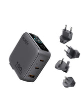 Load image into Gallery viewer, Aukey PA-B9U Nova PinS 100W GaN Wall Charger Smart Display EU UK US TH Interchangeable Plugs