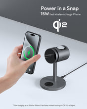 Load image into Gallery viewer, AUKEY LC-MC311A MagFusion 3-in-1 Qi2 15W Magnetic Wireless Charger MFI Certified with Active Cooling System