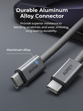 Load image into Gallery viewer, Aukey CB-DCC061/CB-DCC062 Circlet Blink 60W 1m/1.8m DTY Braided USB-C to USB-C Cable