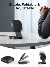 Load image into Gallery viewer, Aukey LC-MC211 MagFusion L 2-in-1 Foldable Qi2 Magnetic Fast Wireless Charging Station for iPhone & Airpods