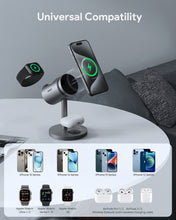 Load image into Gallery viewer, AUKEY LC-MC311A MagFusion 3-in-1 Qi2 15W Magnetic Wireless Charger MFI Certified with Active Cooling System