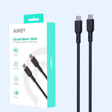 Load image into Gallery viewer, Aukey CB-SCC101/CB-SCC102 Circlet Blink 100W Silicone USB-C to USB-C Cable 1m/1.8m