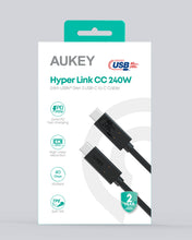 Load image into Gallery viewer, Aukey CB-TCC241 Hyper Link CC 240W USB4 Gen 3 USB-C to C Cable 0.8m - Black