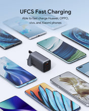 Load image into Gallery viewer, Aukey PA-B6U Omnia II Mix 67W UFCS 3-Port Wall Charger with GaNFast Tech - Gray