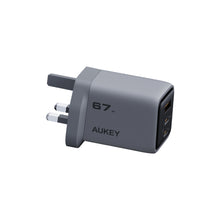 Load image into Gallery viewer, AUKEY PA-C3 Comet Mix 3 67W PD 3-Port GaN Wall Charger with PPS for Laptop & Mobile