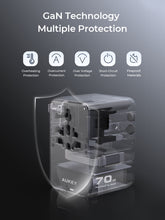 Load image into Gallery viewer, Aukey PA-TA14 Globe Reel 70W GaN Universal Adapter with Retractable Cable