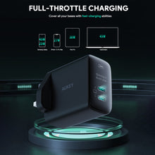 Load image into Gallery viewer, Aukey PA-B4T Omnia ll Dual-Port USB-C 45W PD Wall Charger with GaN Power Technology