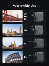 Load image into Gallery viewer, Aukey PA-B8U Nova PinS 65W GaN Wall Charger Smart Display EU UK US TH Interchangeable Plugs
