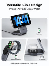 Load image into Gallery viewer, Aukey LC-MC319B MagFusion Z Plus Lite 3-in-1 Foldable Qi2 Magnetic Fast Wireless Charger
