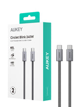 Load image into Gallery viewer, Aukey CB-DCC241/CB-DCC242 Circlet Blink 240W 1m/1.8m DTY Braided USB-C to USB-C Cable
